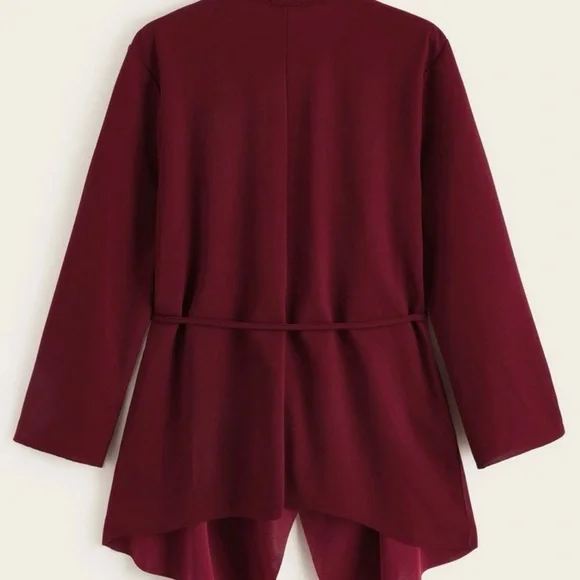 SHEIN Waterfall Collar Asymmetrical Hem
Belted Coat - Picture 2 of 4